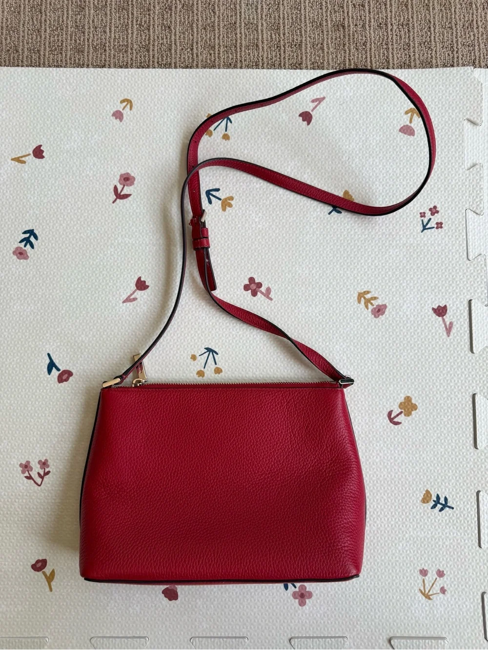 kate spade Red Pebbled Leather Crossbody with Adjustable Strap